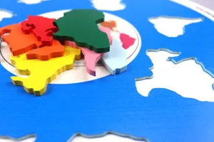 Wooden world map continent puzzle toy for kids early education geography learning details.