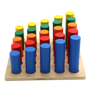 Montessori Early Education Sensory Cylinder Ladder Wooden Toy Children Color Cognitive Learning Educational Toy Set