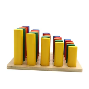 Montessori sensory wooden cylinder stairs toy educational early learning color shape cognition