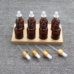Wooden Montessori sensory taste training bottles set with glass dropper and display stand