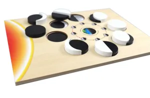 Wooden moon phase puzzle toy for kids early education, cognitive learning board game for toddlers.