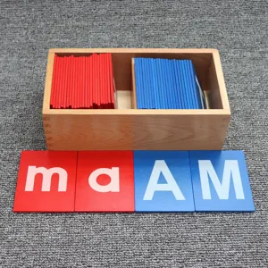 Montessori wooden alphabet cards red and blue letters early education learning toy for kids