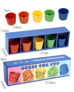 Kids memory match game set with colorful cups and storage box, early educational logic toy.