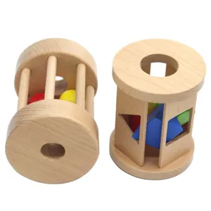 Jouet de Tri de Formes Montessori en Bois Tambour Roulant Jouet Éducatif pour Enfants