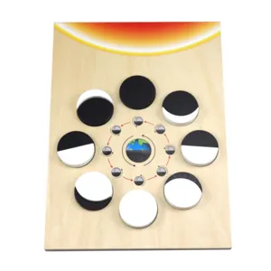 Kids Wooden Moon Phase Puzzle Educational Toy Montessori Learning Cognition Board Hand Eye Coordination Science Aid