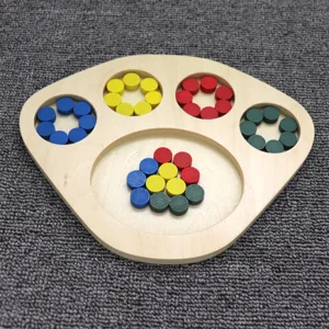 Montessori wooden color sorting toy tray early childhood educational toy for kids
