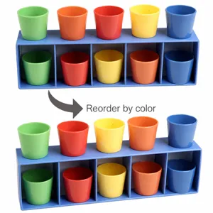 Color cup matching logical thinking puzzle board game, kids educational brain training toy.