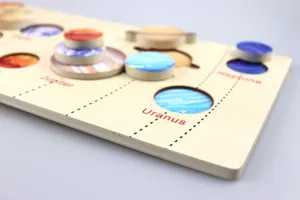 Wooden solar system eight planets cognitive puzzle board children early learning toy