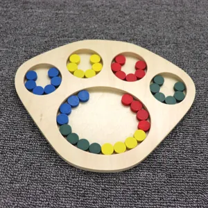 Montessori wooden sorting tray toy for early childhood education and color matching learning.