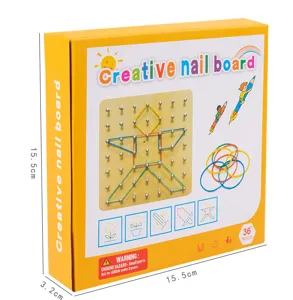 Children Montessori wooden geoboard educational toy creative nail board math learning toy for kids