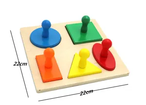 Wooden shape sorting puzzle board, geometric matching toy for toddlers early learning educational.