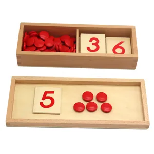 Montessori math counting chips wooden educational toy set with number tiles for kids early learning