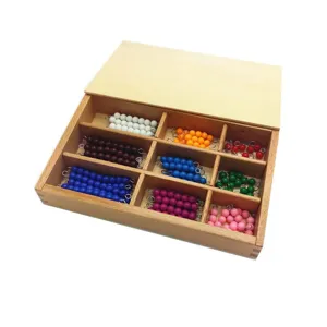 Montessori wooden math educational toy set with colorful counting beads for kids early learning.