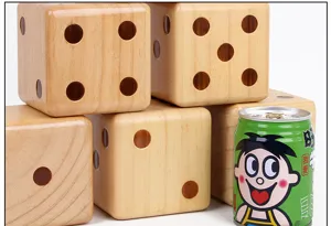 Large wooden dice natural wood color 9cm big dice game toy for party board games fun play.