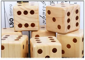 Large solid wood natural game dice set, wooden drinking dice for party and table games.