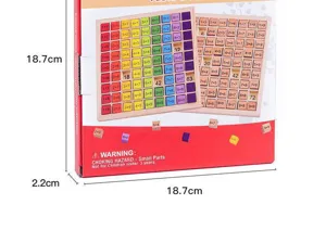 Wooden multiplication table board toy for kids math learning, educational game box.