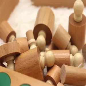 Montessori wooden cylinder socket blocks early education learning puzzle toy for kids.
