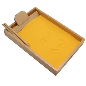 Montessori wooden sand tray for kids early education, writing practice and fine motor skills.