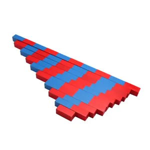 Montessori math number rods educational toy for early childhood learning, red and blue wooden sticks