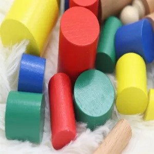 Montessori colorful wooden cylinder socket blocks for children early education toys