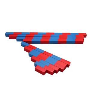 Montessori math number rods red and blue wooden sticks early educational toy for kids kindergarten.