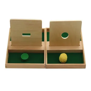 Jeu éducatif de tri en bois Montessori avec plateau de forme et balles vue principale.