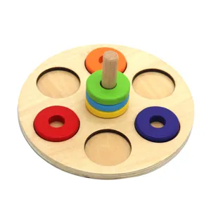 Montessori Frühe Bildung Holz Stapelringe Spielzeug Farberkennung Formerkennung Lernspielzeug Für Baby Kinder Kleinkind