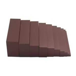 Montessori brown stairs detail shot showcasing wooden sensory educational toy blocks texture.