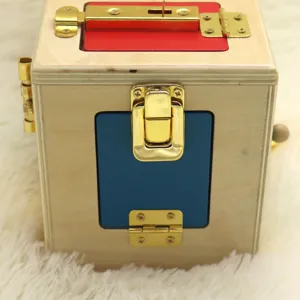 Montessori wooden lock box early education toy for kids hand-eye coordination skill training