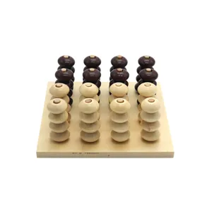 Wooden 3D Gravity 4-in-a-row Board Game Kids Educational Montessori Toy Logical Thinking