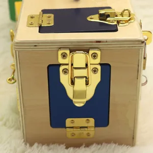Montessori wooden lock box educational toy for kids learning and skills training