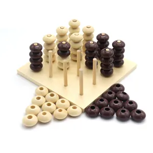 Montessori wooden educational toy stacking rings logic game for early childhood learning.