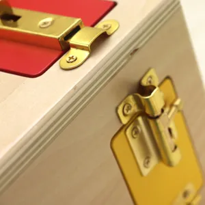 Montessori wooden lock box toy, early education hand-eye coordination unlocking learning aid.