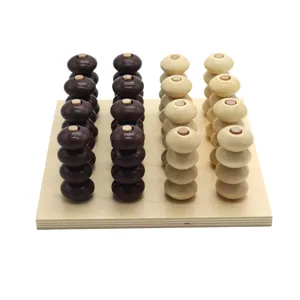 Wooden 3D four in a row board game educational toy for kids spatial logical thinking main view