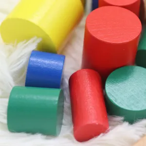 Montessori wooden cylindrical stacking blocks colorful early education learning toys for kids