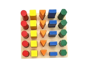 Jouet d'eveil en bois tri de formes geometriques cognition des couleurs vue detaillee