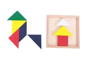 Montessori early childhood educational wooden shape cognitive tangram puzzle toy set.