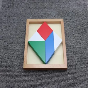 Montessori wooden tangram puzzle shapes learning toy for kids early education detail view.