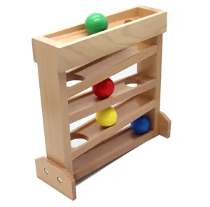 Wooden Montessori ball tracker toy for toddlers early education visual tracking ramp tower game