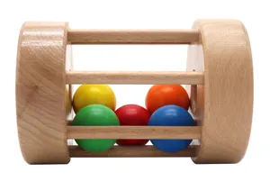 Montessori Wooden Rolling Drum Baby Early Education Toy Color Recognition Motor Skills