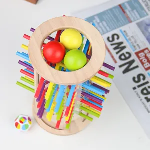 Wooden dropping ball stick game early educational toy color cognitive puzzle balance tabletop.