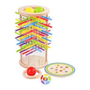 Wooden early education pull stick game, colorful beads and dice, interactive balance toy.