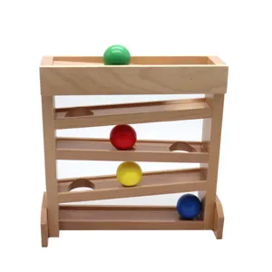 Montessori Wooden Visual Tracker Toy Early Education Educational Rolling Ball Track Toy For Baby Toddler
