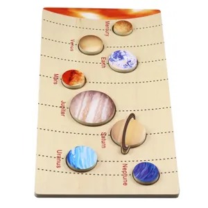 Wooden solar system puzzle board toy for kids early education cognitive learning main view