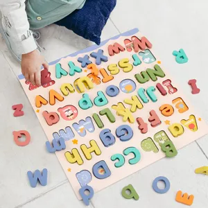 Wooden alphabet puzzle board toy for toddlers, early education learning puzzle for kids