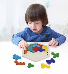 Wooden hexagonal puzzle educational toy for kids logic thinking brain teaser game