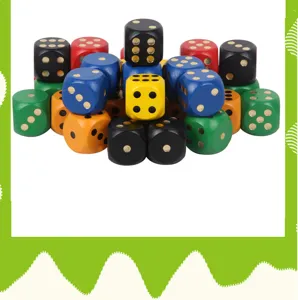 Colorful wooden dice set, 3cm solid wood game dice with clear pips for tabletop games.