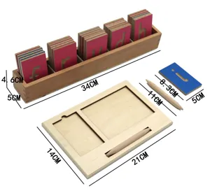 Montessori wooden tracing board early education toy set with letter cards and stylus pens.