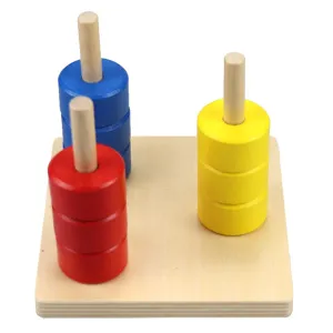 Wooden Montessori sorting and stacking toy for toddlers, early learning educational puzzle.