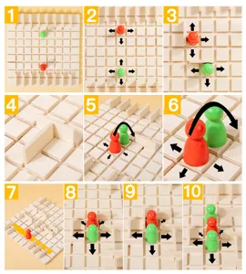 Wooden strategy board game wall blocking educational toy for kids and adults family tabletop fun.